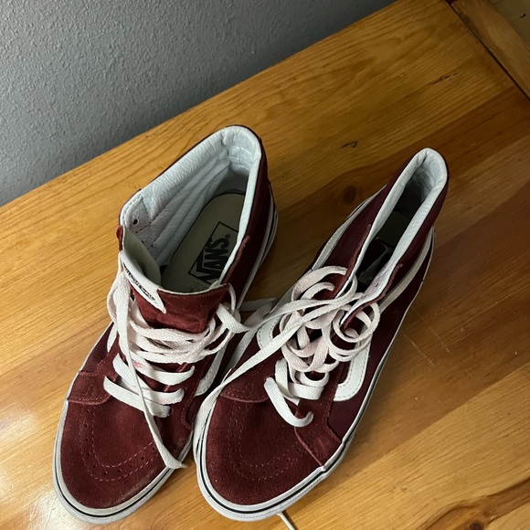 Vans Maroon and White High-Top Sneakers - Picture 3 of 3